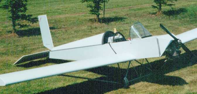 The Hirth Eureka parked near the runway at the factory.
